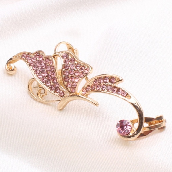 🌺 Rhinestone Butterfly Ear Cuff - Pink 🌺 - Picture 2 of 8